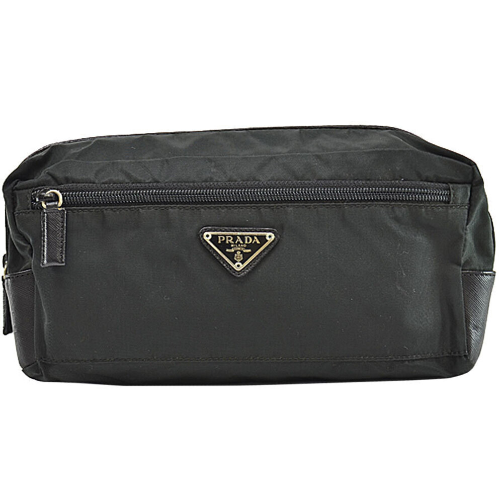 Prada Shoulder bag triangular plate of leather black
